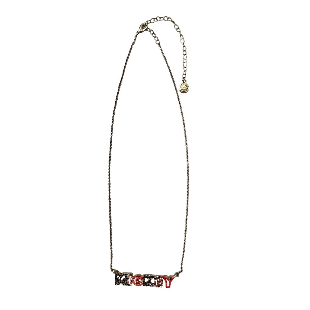 BaubleBar Disney‎ Mickey Mouse Necklace Rhinestone Pendant Gold Tone